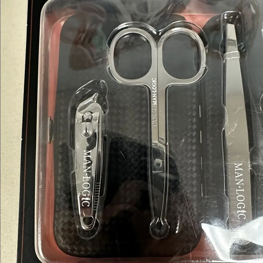 MAN • LOGIC Set of 5 Grooming Essentials Stainless Steel Manicure Tools Case